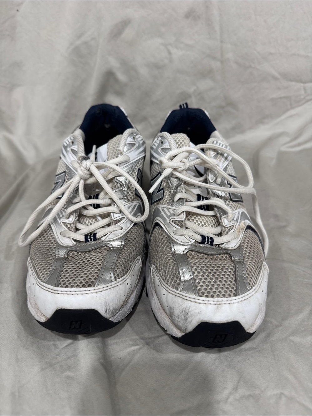 New Balance Youth boys White and Gray Athletic Sneakers